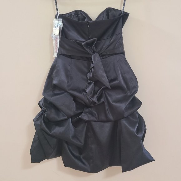 NWT FOXY JEANS COUTURE Sexy Mini Black Strapless Satin Formal Dress - Limited Ed - Picture 4 of 10